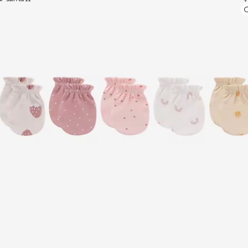 New Assorted Baby Mittens Set - Pink, White, Cream 0-3 months
